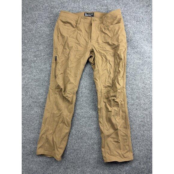 Under Armour Pants Mens 34x30 Khaki UA Storm Loose Zip Pocket Outdoor Hiking - Picture 1 of 8